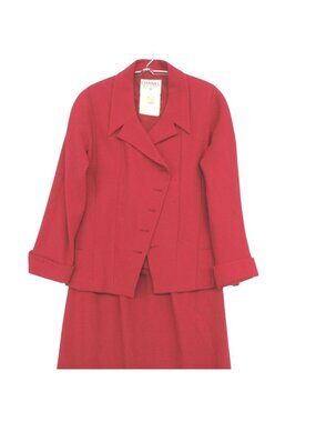 Chanel Suit Vintage Wool Skirt Jacket Set Peak Lapel